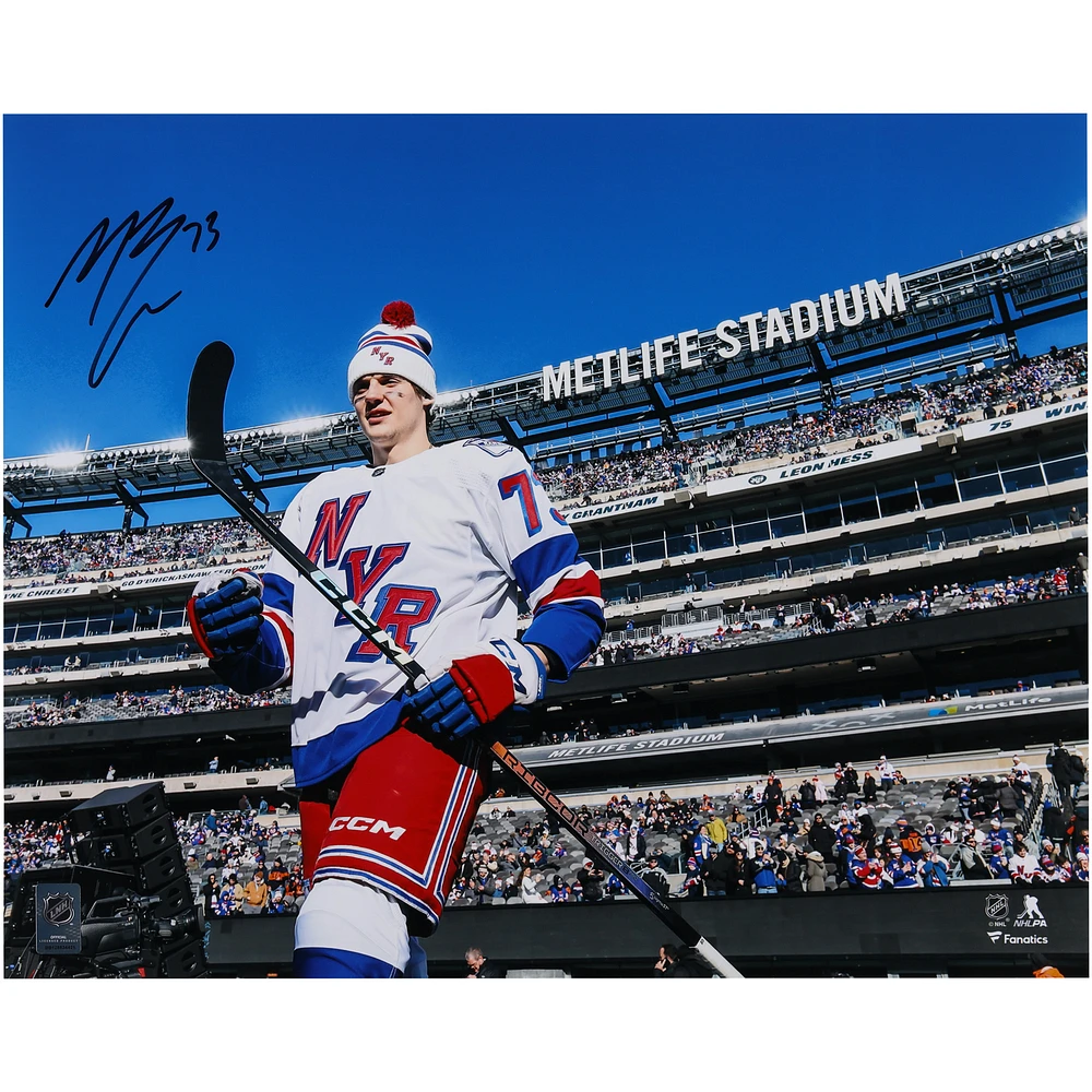 Matt Rempe New York Rangers Autographed 16" x 20" Stadium Series Pregame Photograph