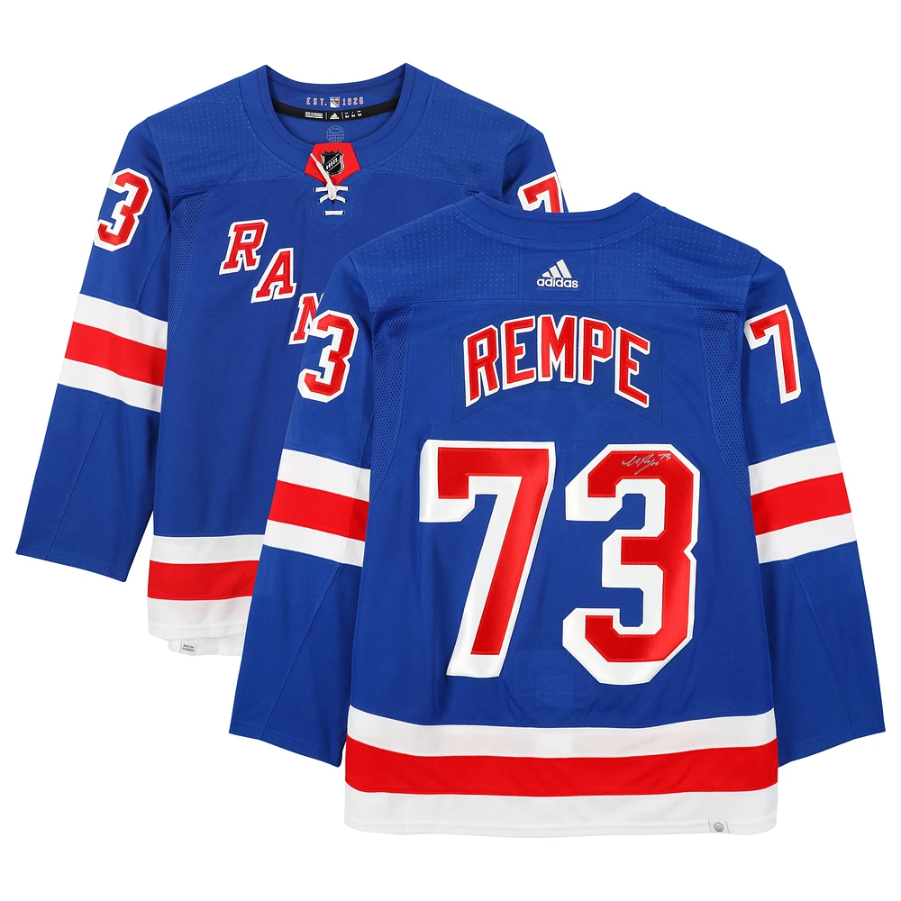 Matt Rempe New York Rangers Autographed Blue adidas Authentic Jersey