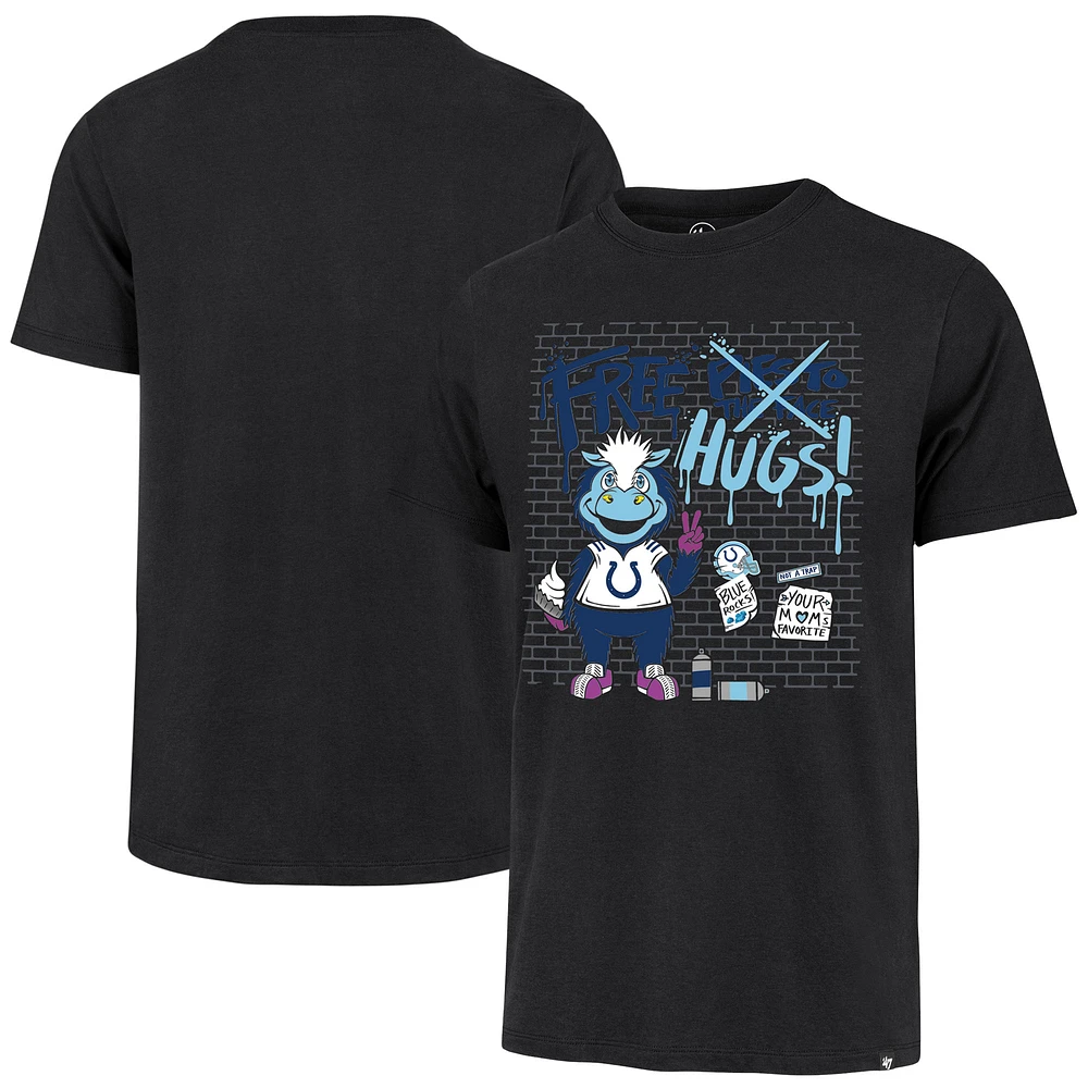 Men's '47 Black Indianapolis Colts Blue Mascot Pie T-Shirt