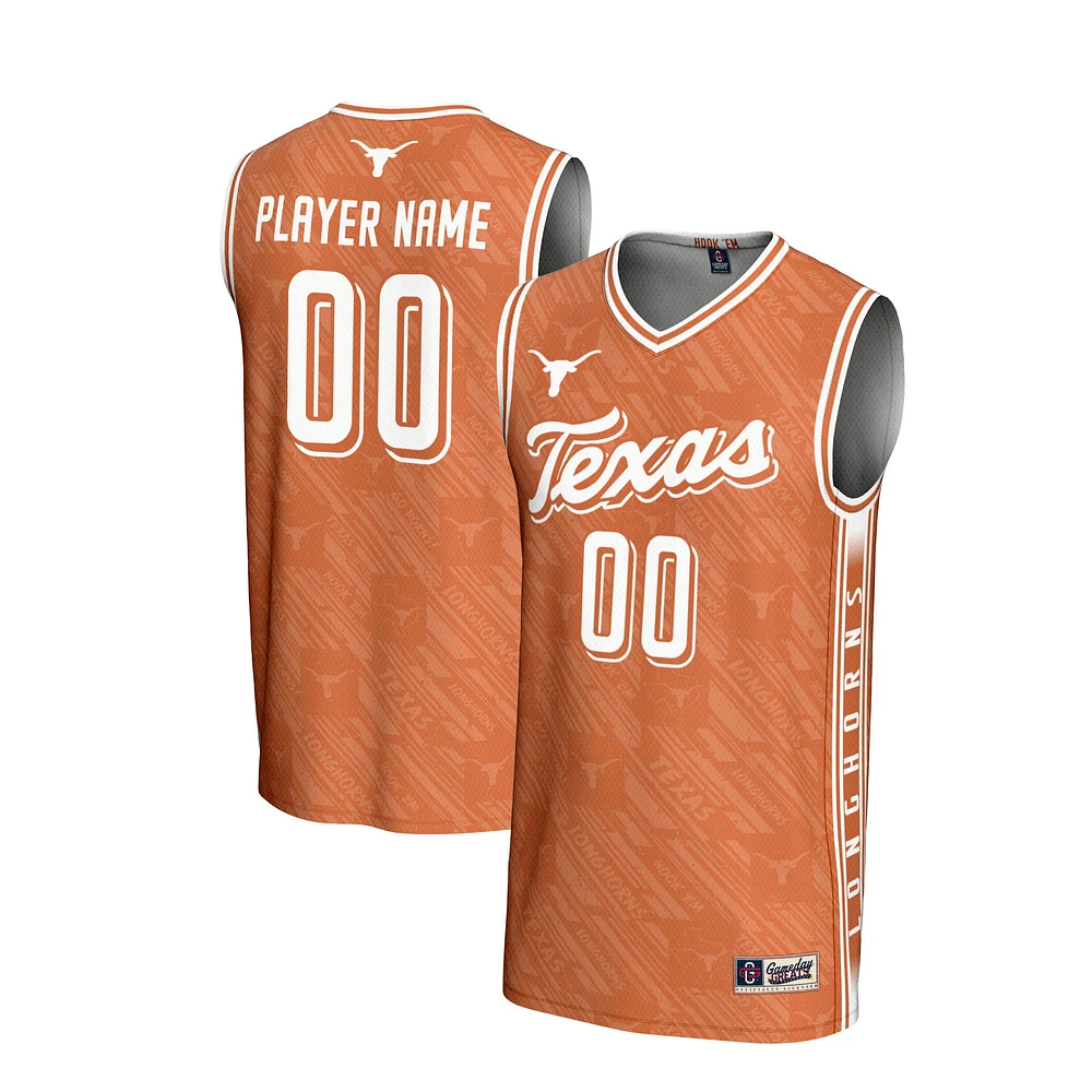 Youth GameDay Greats Texas Orange Longhorns NIL Pick-A-Player Men's Basketball Highlight Print Lightweight Jersey
