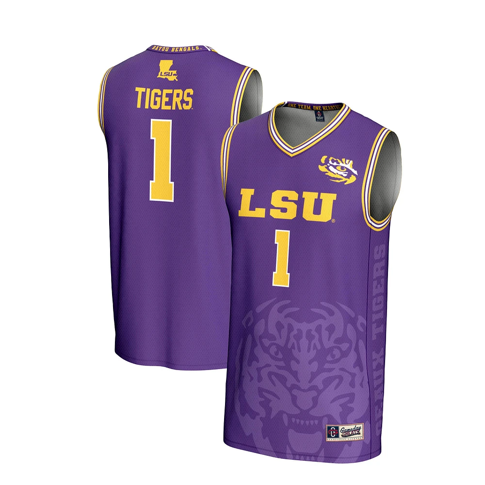 Youth GameDay Greats #1 Purple LSU Tigers Lightweight Icon Print Basketball Jersey