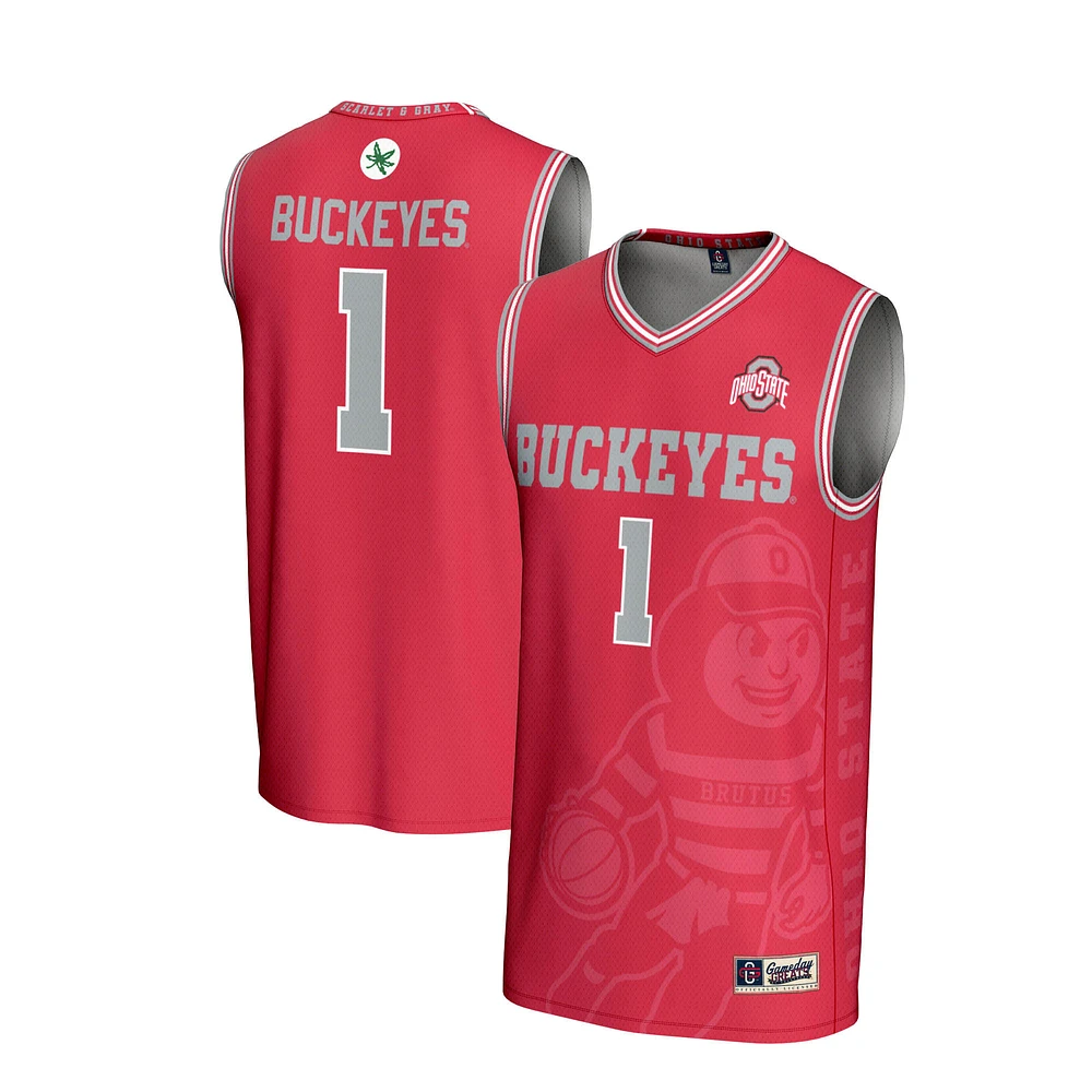 Youth GameDay Greats #1 Scarlet Ohio State Buckeyes Lightweight Icon Print Basketball Jersey