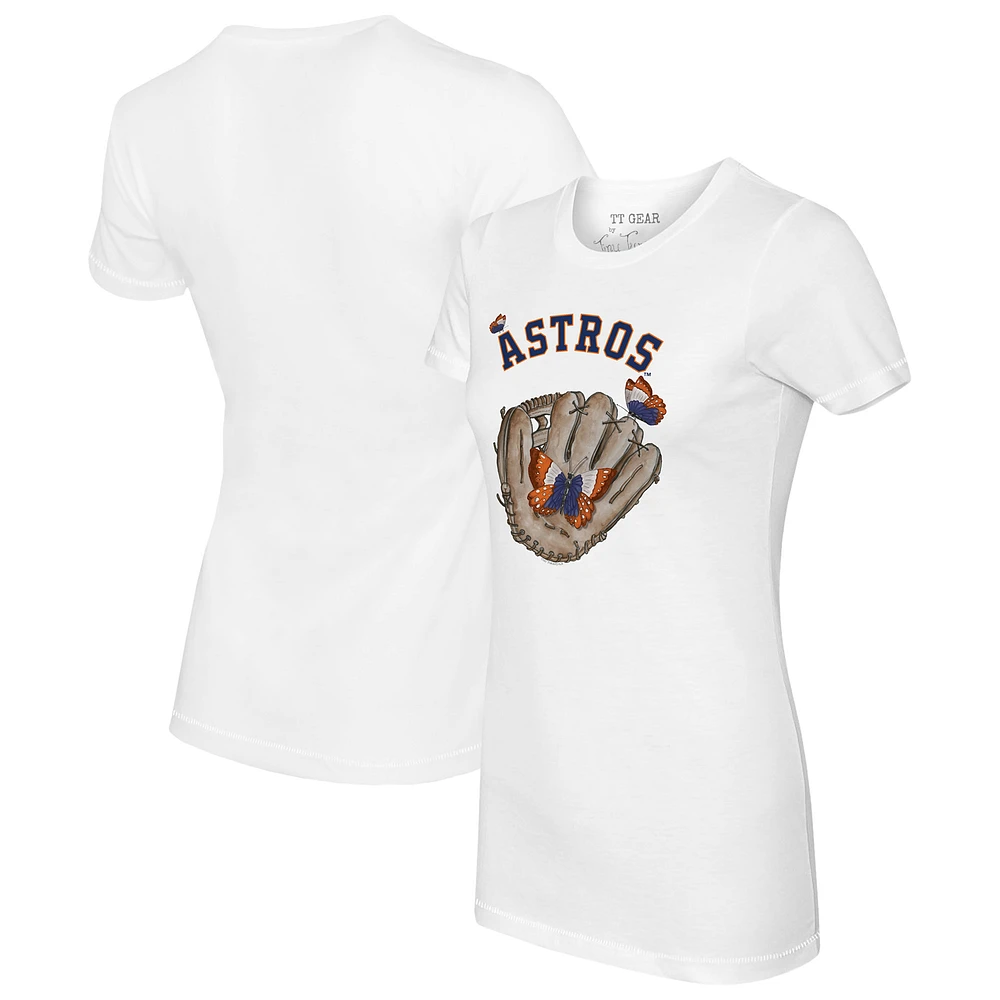 Women's Tiny Turnip White Houston Astros Butterfly Glove T-Shirt