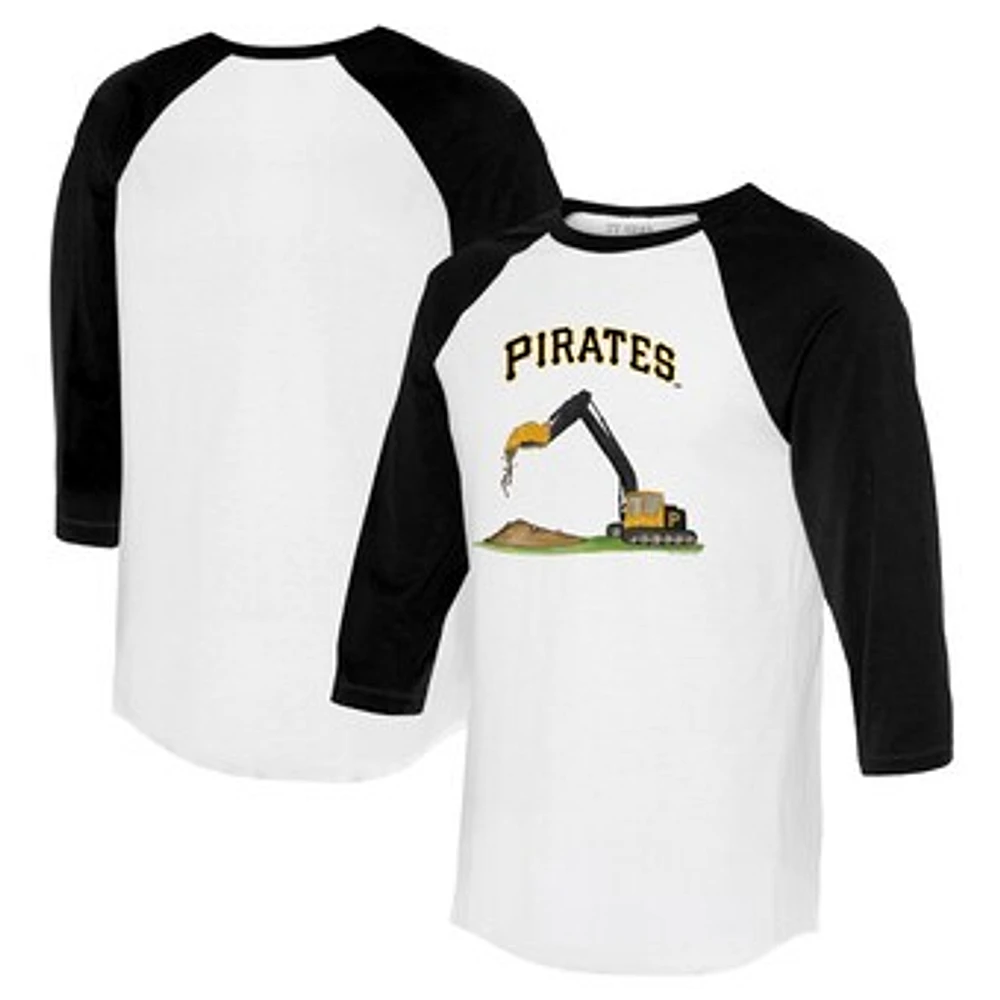 Unisex Tiny Turnip White/Black Pittsburgh Pirates Excavator 3/4-Sleeve Raglan T-Shirt