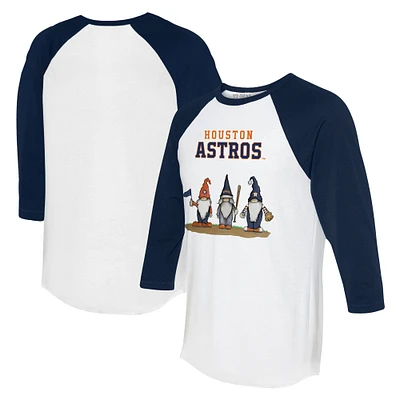 Unisex Tiny Turnip White/Navy Houston Astros Gnomes 3/4-Sleeve Raglan T-Shirt