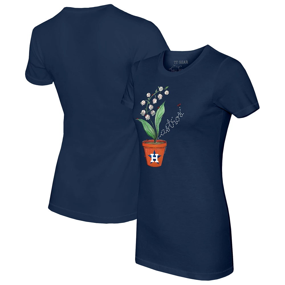 Women's Tiny Turnip Navy Houston Astros Lilies and Ladybugs T-Shirt