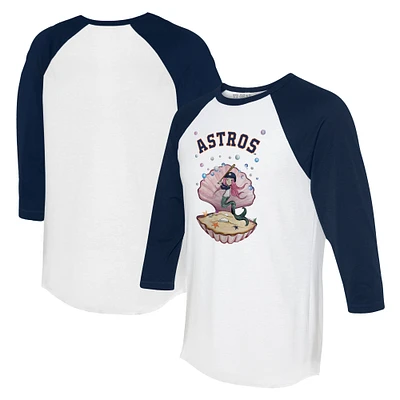 Unisex Tiny Turnip White/Navy Houston Astros Mermaid 3/4-Sleeve Raglan T-Shirt