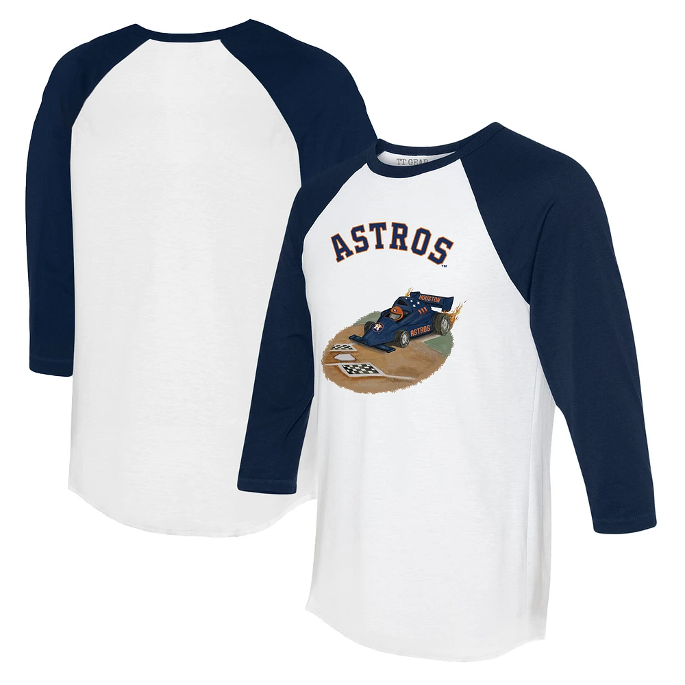 Unisex Tiny Turnip White/Navy Houston Astros Racecar 3/4-Sleeve Raglan T-Shirt