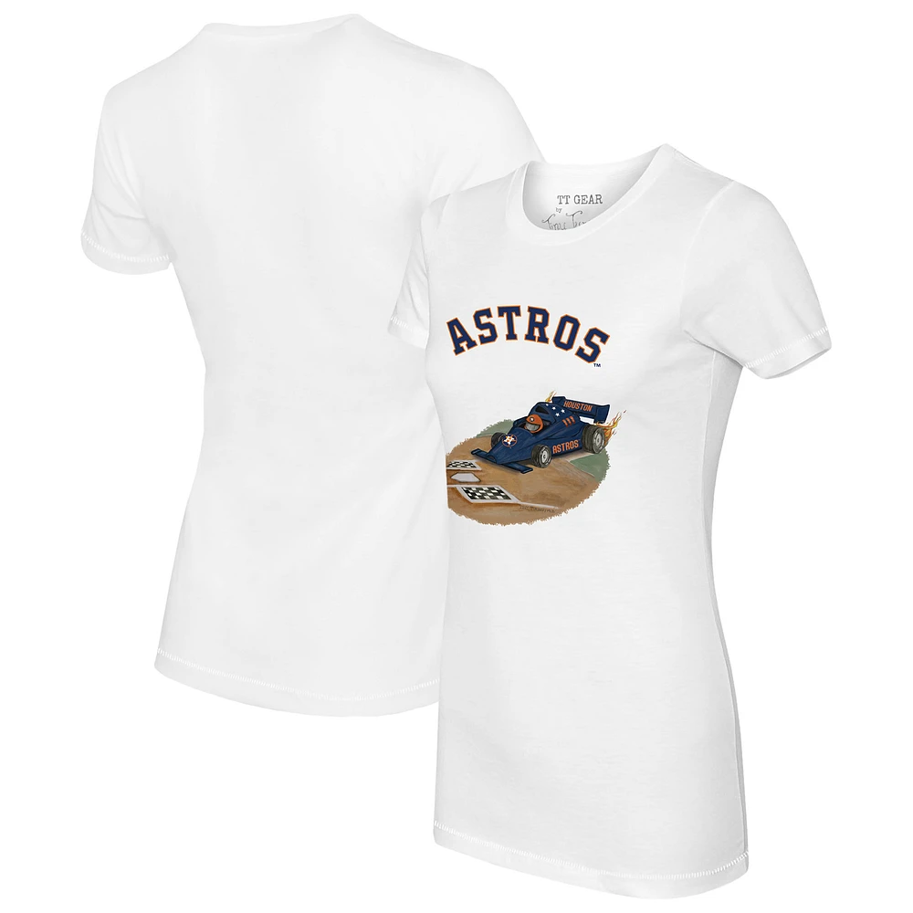 Women's Tiny Turnip White Houston Astros Racecar T-Shirt