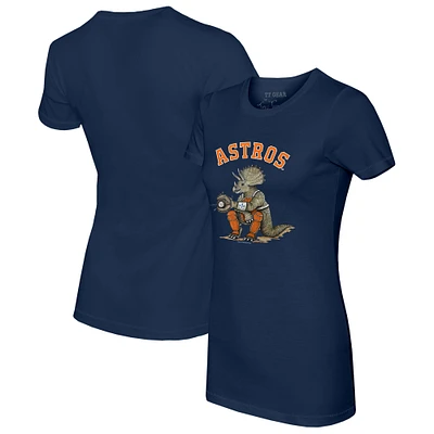 Women's Tiny Turnip Navy Houston Astros Triceratops T-Shirt
