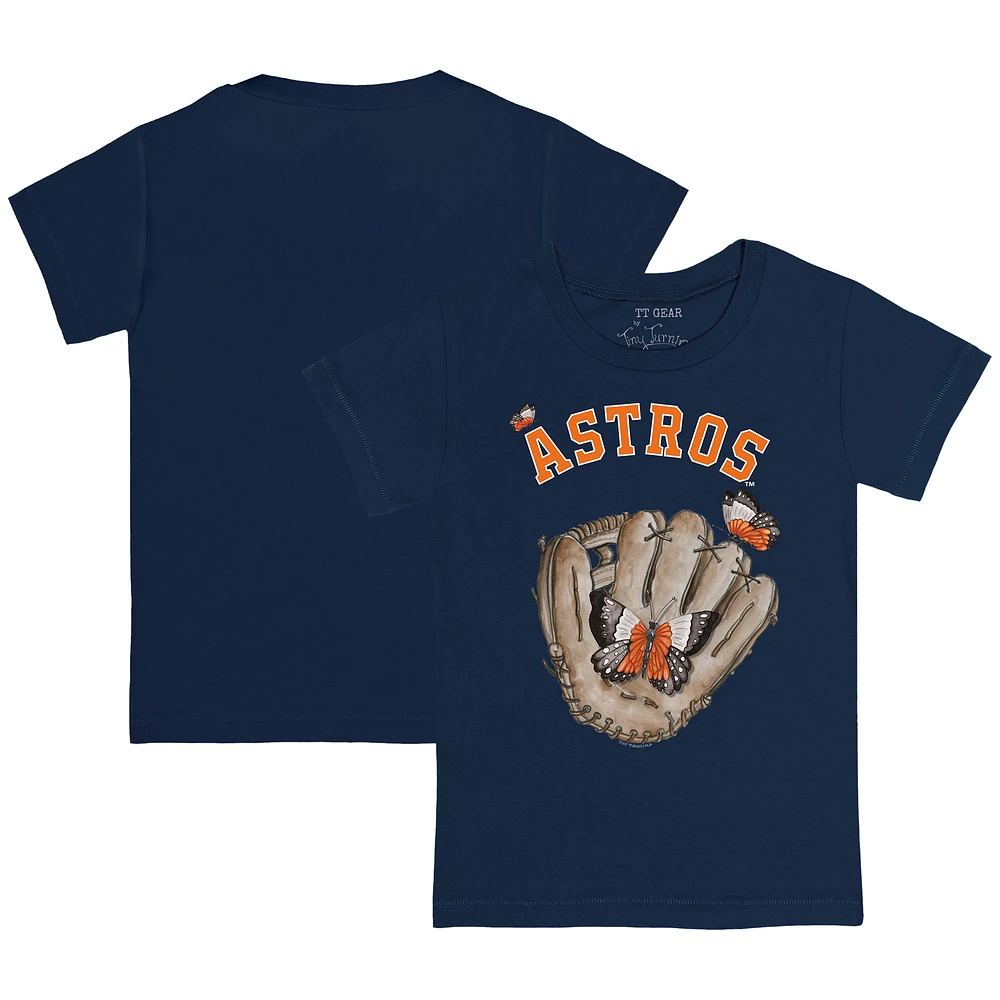 Toddler Tiny Turnip Navy Houston Astros Butterfly Glove T-Shirt