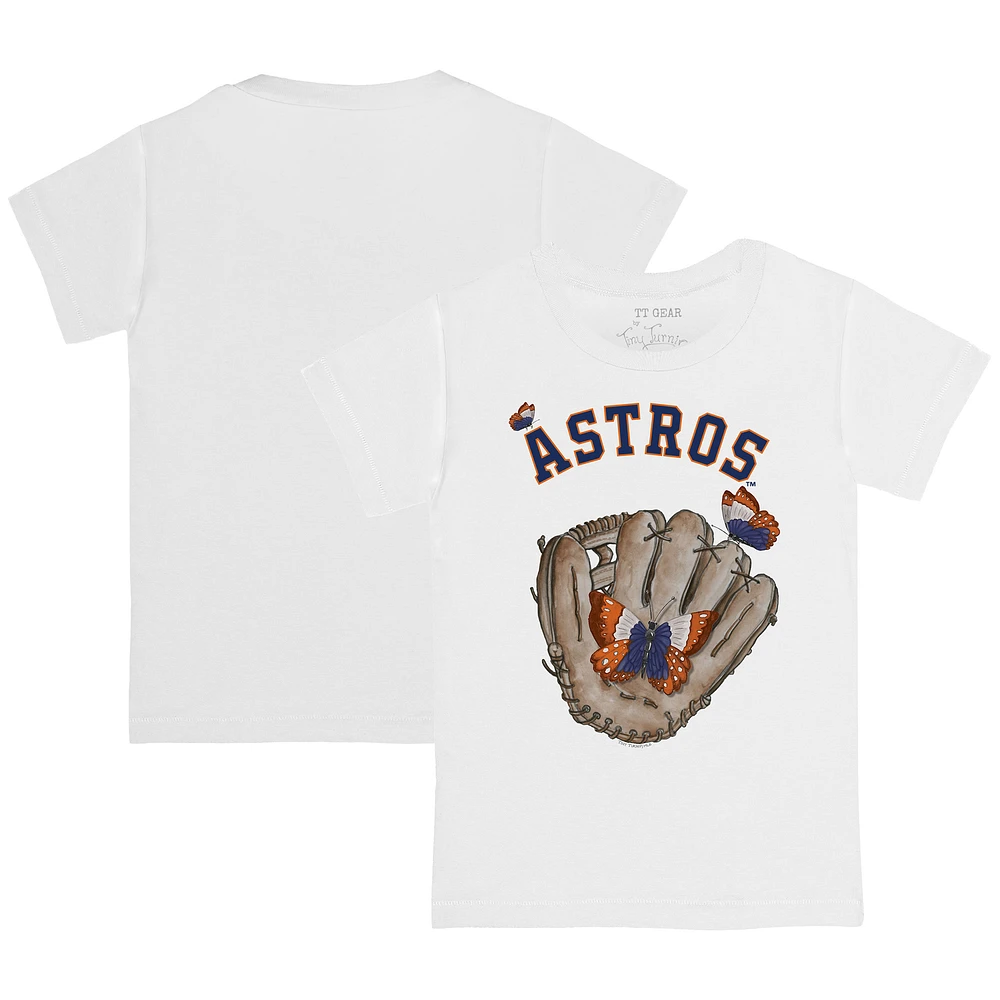Toddler Tiny Turnip White Houston Astros Butterfly Glove T-Shirt