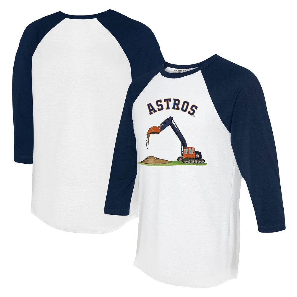 Toddler Tiny Turnip White/Navy Houston Astros Excavator 3/4-Sleeve Raglan T-Shirt