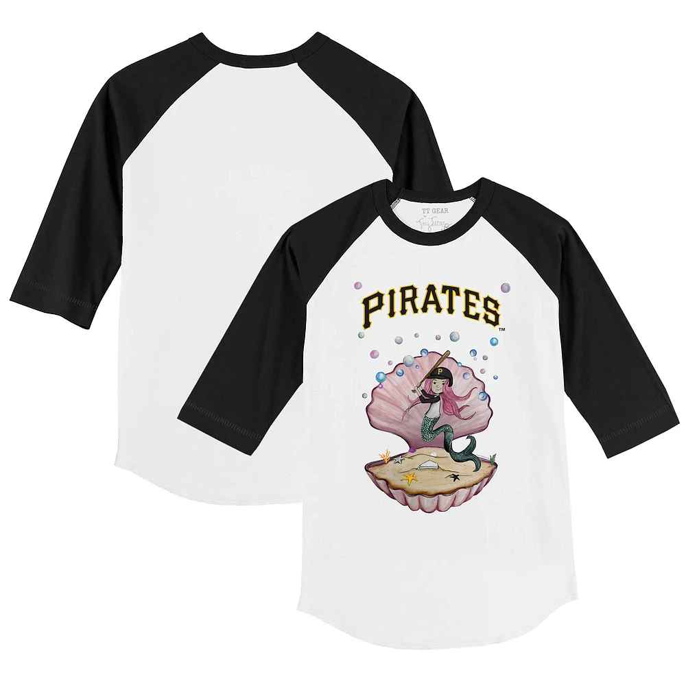 Toddler Tiny Turnip White/Black Pittsburgh Pirates Mermaid 3/4-Sleeve Raglan T-Shirt