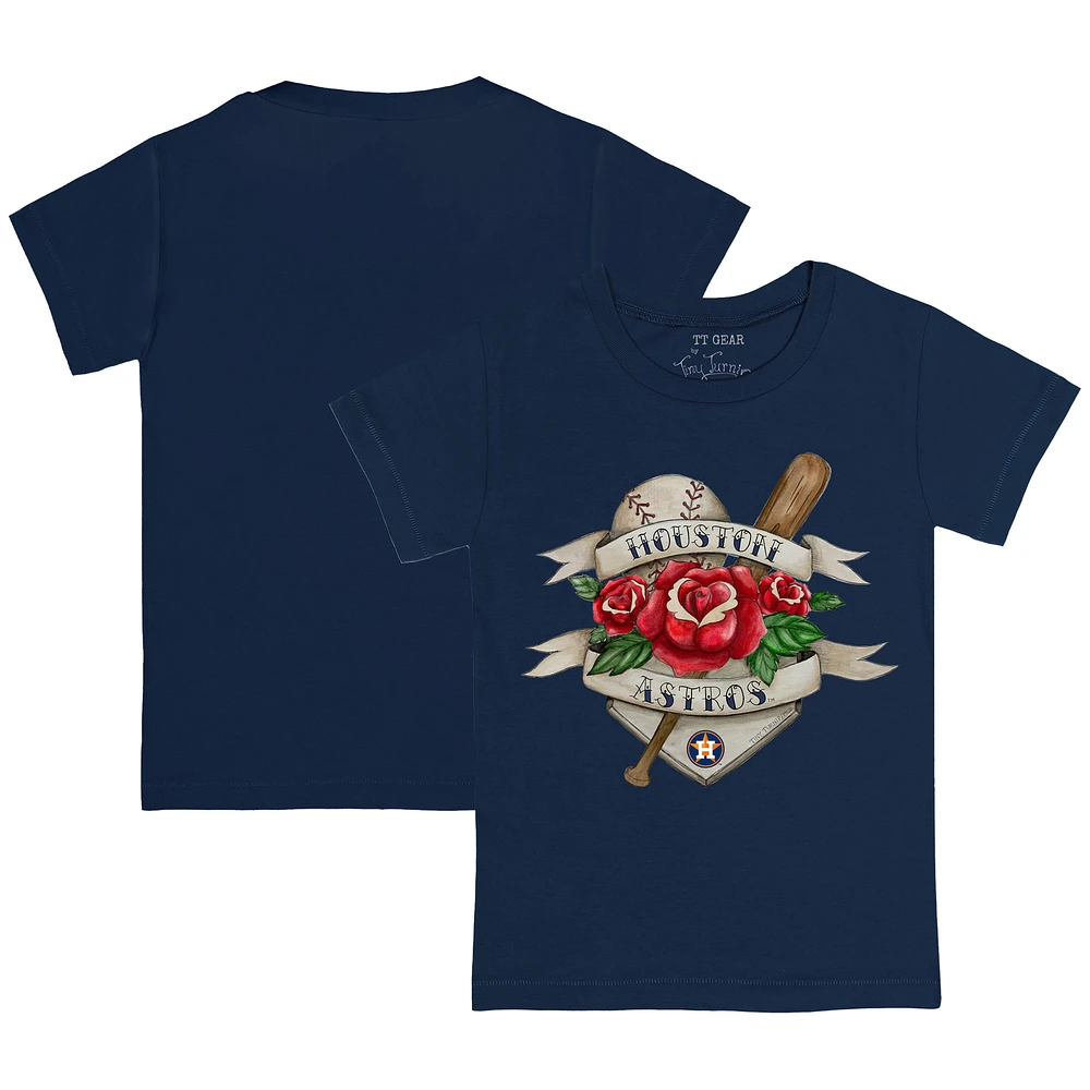 Youth Tiny Turnip Navy Houston Astros American Traditional Rose T-Shirt