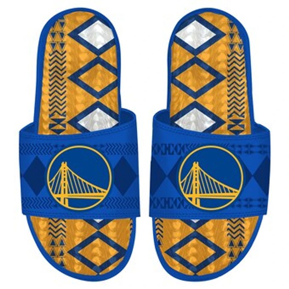 Men's ISlide Royal Golden State Warriors Shooting Touch Rwanda Pattern Gel Slide Sandals