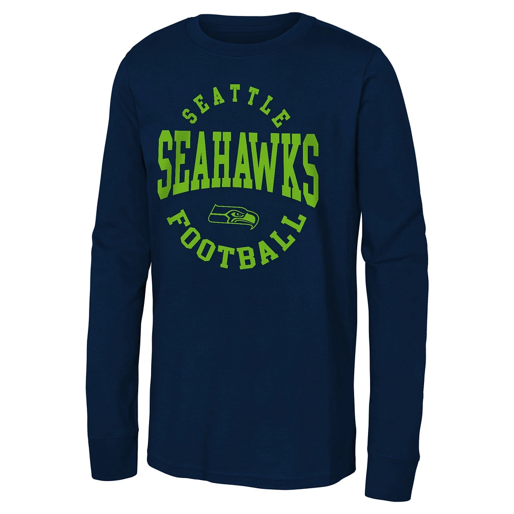 Youth College Navy Seattle Seahawks Around The Block Long Sleeve T-Shirt
