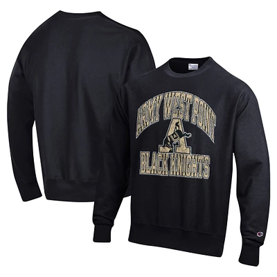 Men's Champion Black Army Black Knights Vault Late Night Reverse Weave Pullover Sweatshirt