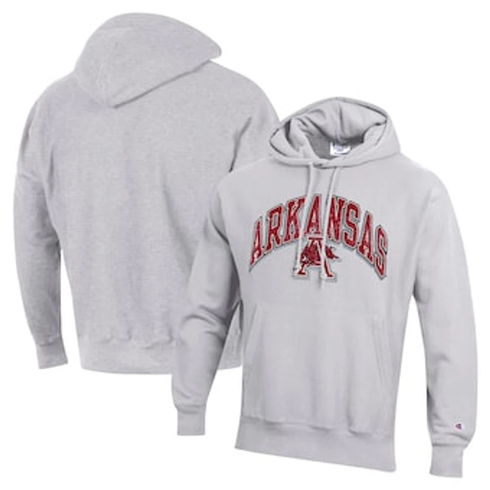 Men's Champion Gray Arkansas Razorbacks Vault Late Night Reverse Weave Pullover Hoodie