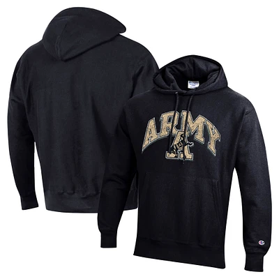 Men's Champion Black Army Black Knights Vault Late Night Reverse Weave Pullover Hoodie