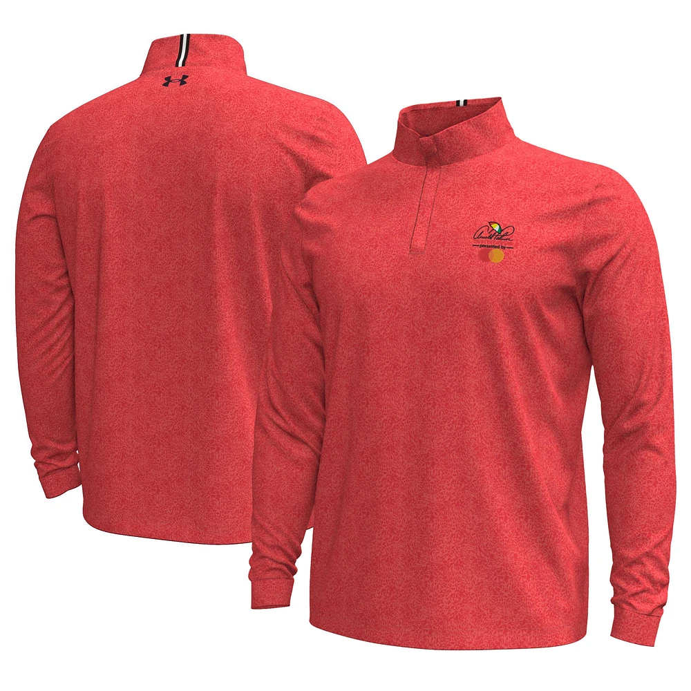 Men's Under Armour Red Arnold Palmer Invitational Playoff 3.0 Print Quarter-Zip Pullover Top
