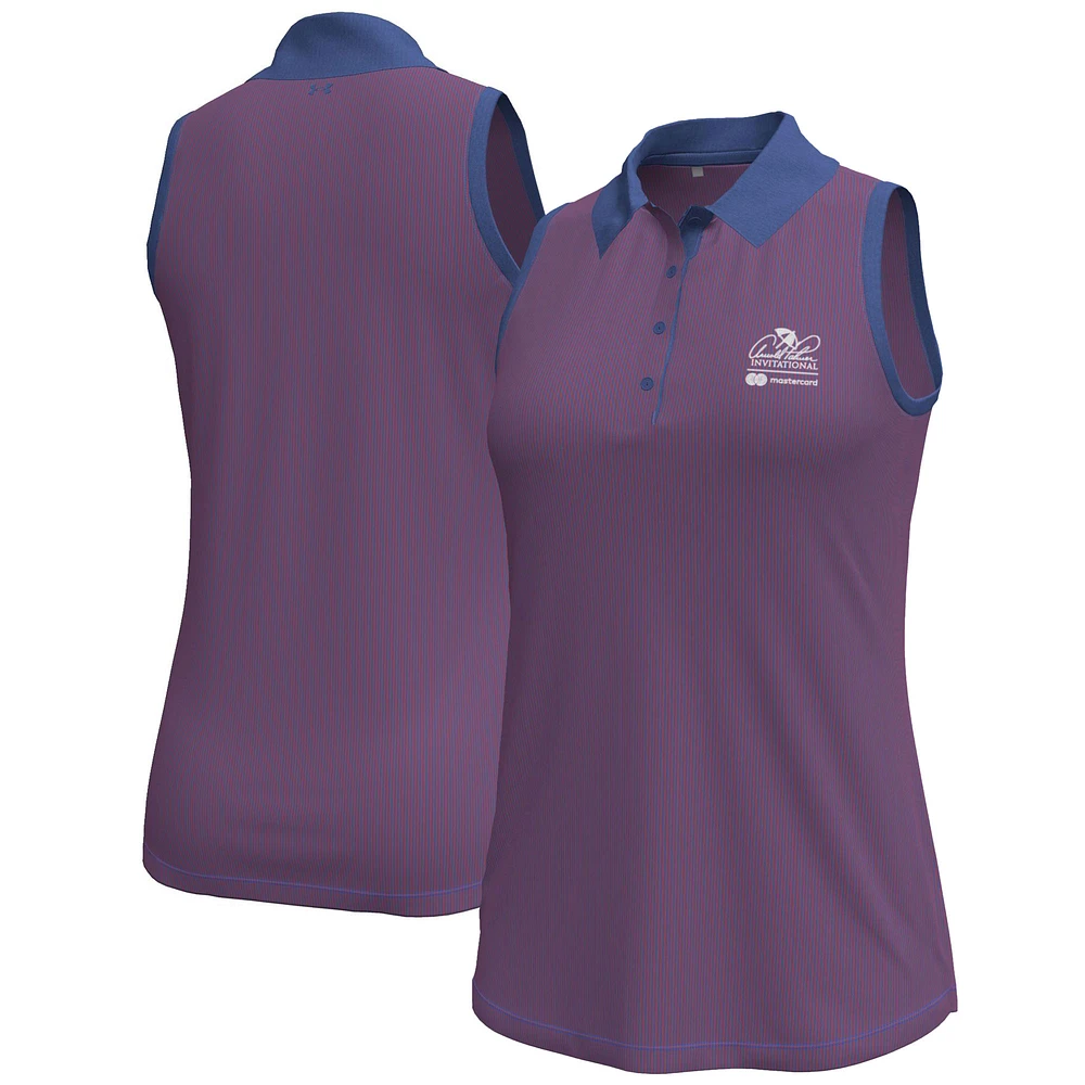 Women's Under Armour Purple Arnold Palmer Invitational Playoff 3.0 Pin Stripe Jacquard Sleeveless Polo