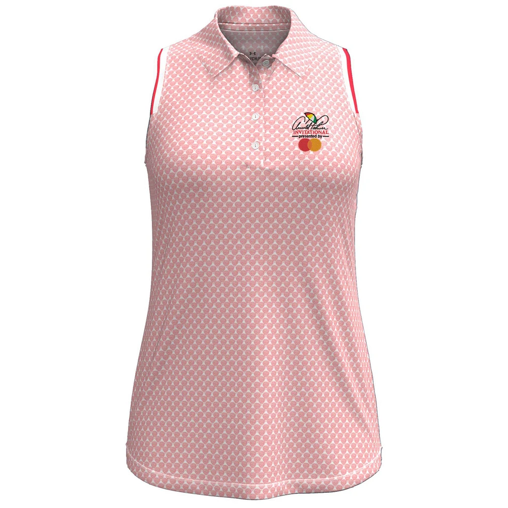 Women's Under Armour Pink Arnold Palmer Invitational Playoff 3.0 Balloons Print Sleeveless Polo