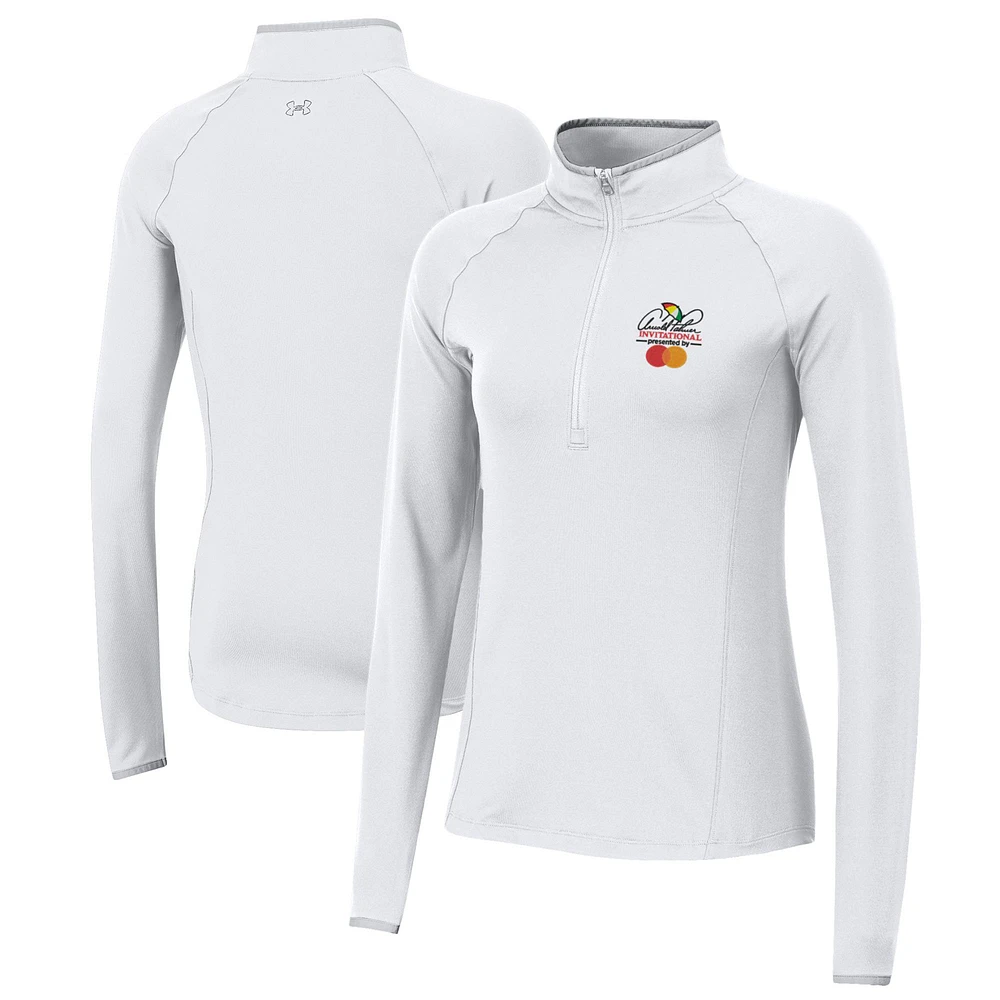 Women's Under Armour White Arnold Palmer Invitational T2 Green Quarter-Zip Pullover Top