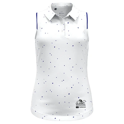 Girls Youth Under Armour White Arnold Palmer Invitational Micro Print Sleeveless Polo