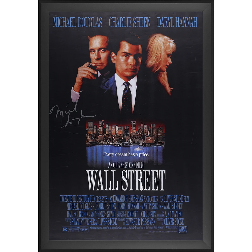 Michael Douglas Wall Street Autographed Framed 27" x 40" Movie Poster
