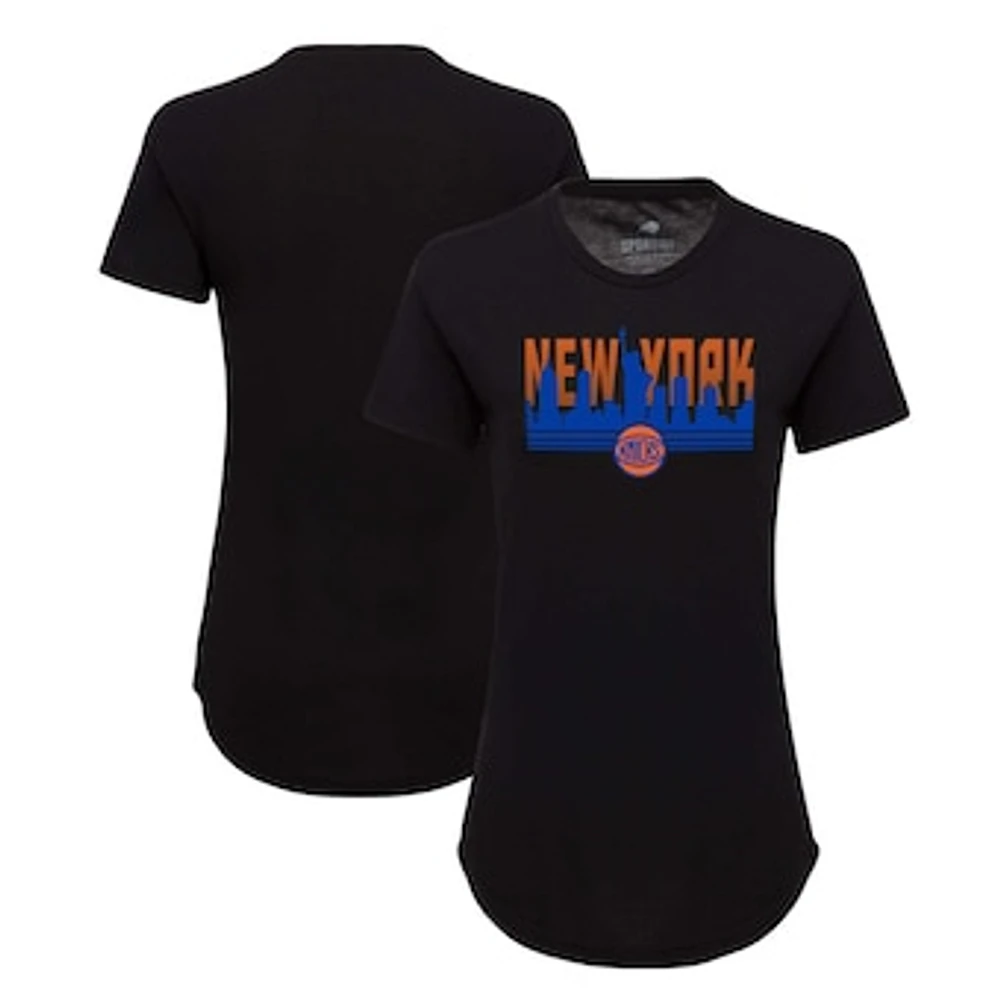 Women's Sportiqe Black New York Knicks Phoebe Super Soft Tri-Blend T-Shirt