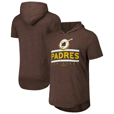 Men's Majestic Threads Brown San Diego Padres Tri-Blend Hoodie T-Shirt