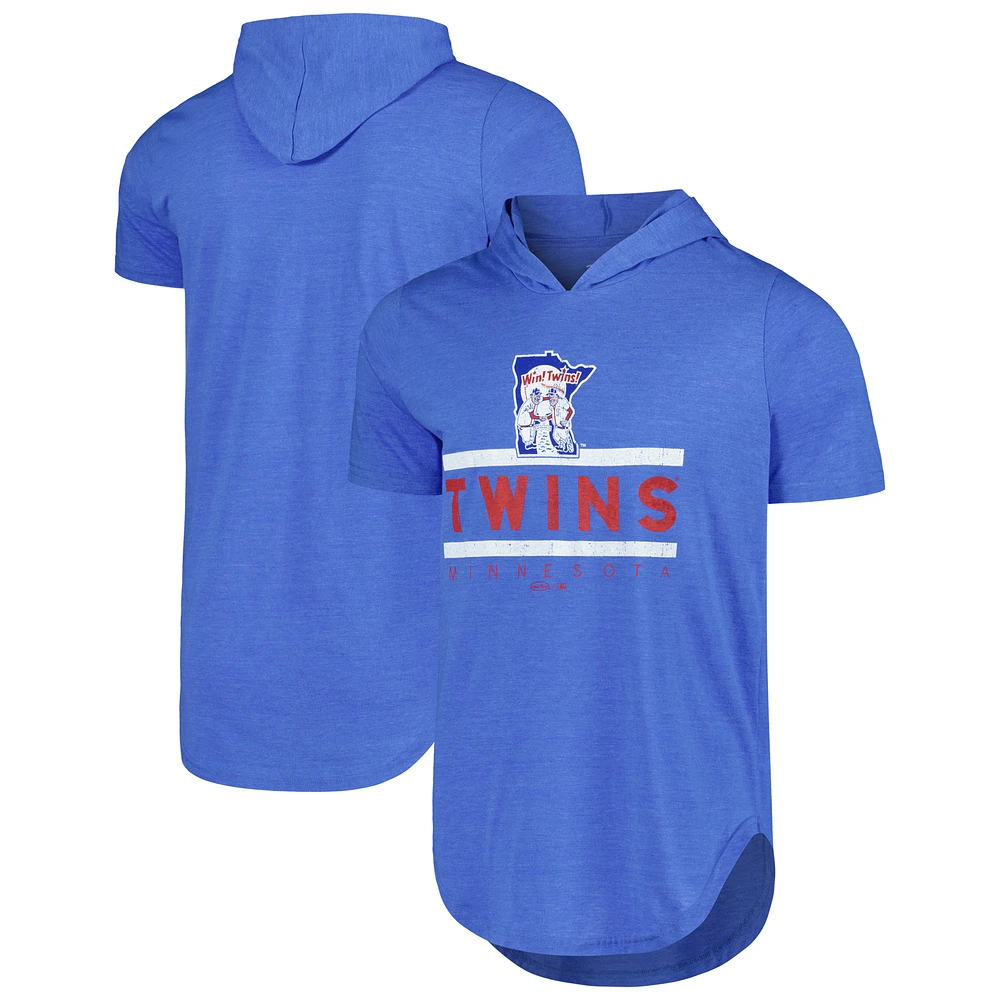 Men's Majestic Threads Royal Minnesota Twins Tri-Blend Hoodie T-Shirt