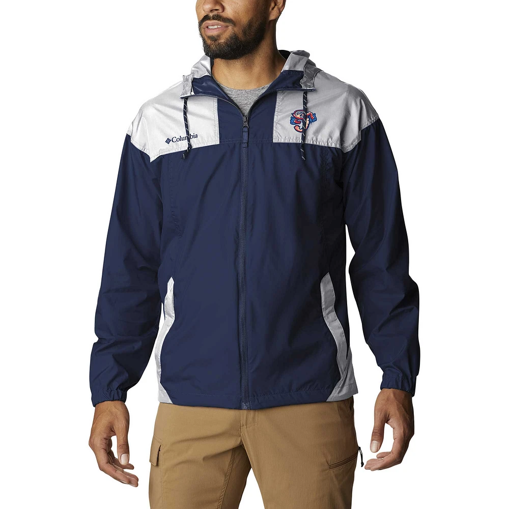 Men's Columbia Navy Jacksonville Jumbo Shrimp Omni-Shade Flash Challenger Full-Zip Windbreaker Jacket