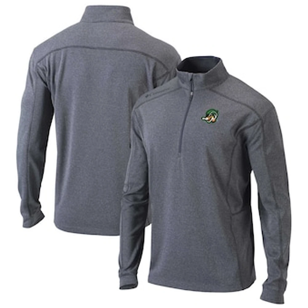 Men's Columbia Heather Gray Down East Wood Ducks Omni-Wick Shotgun Quarter-Zip Pullover Top