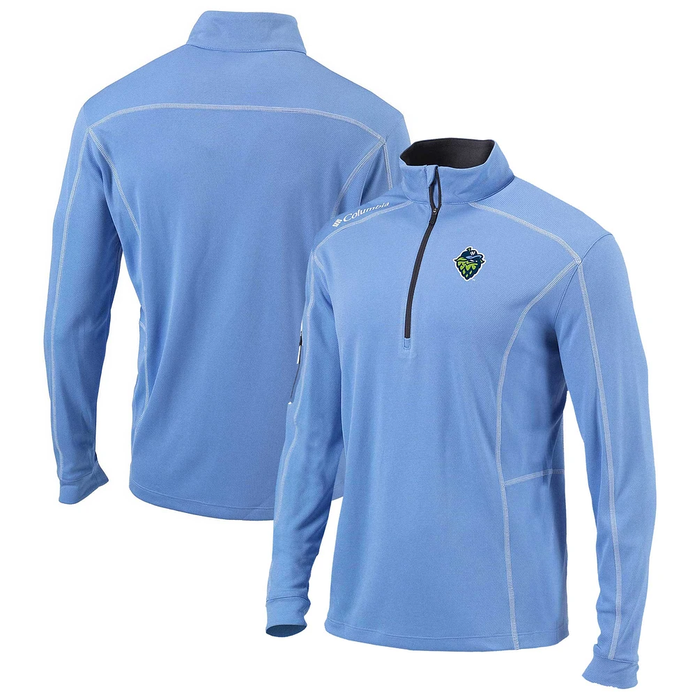 Men's Columbia Light Blue Hillsboro Hops Omni-Wick Shotgun Quarter-Zip Pullover Top