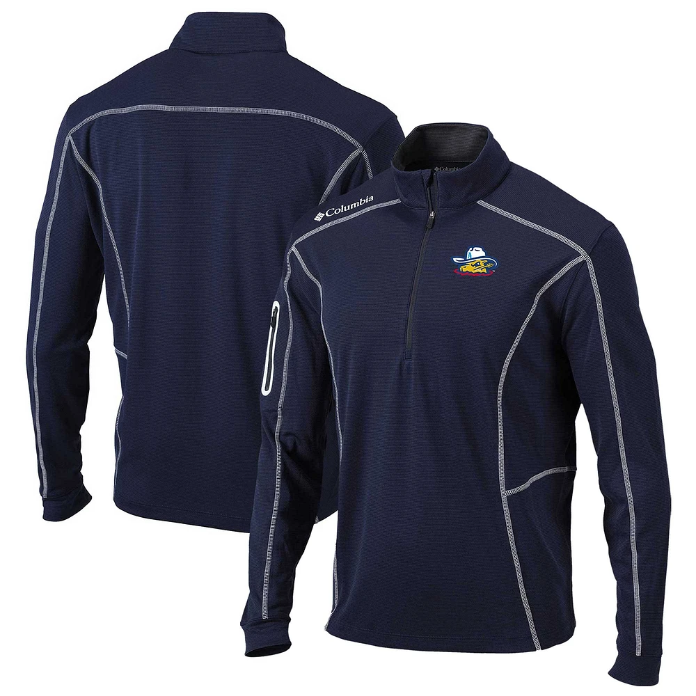 Men's Columbia Navy Amarillo Sod Poodles Omni-Wick Shotgun Quarter-Zip Pullover Top