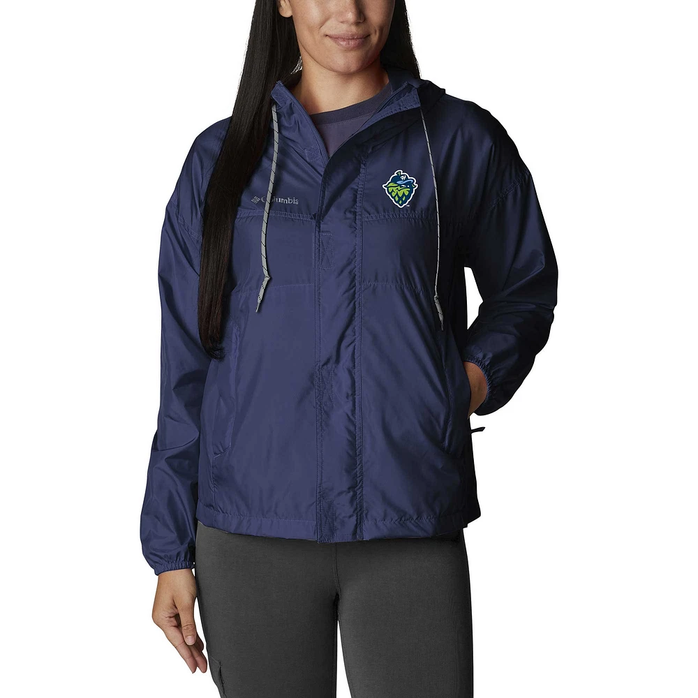 Women's Columbia Navy Hillsboro Hops Omni-Shade Flash Challenger Full-Zip Windbreaker Jacket