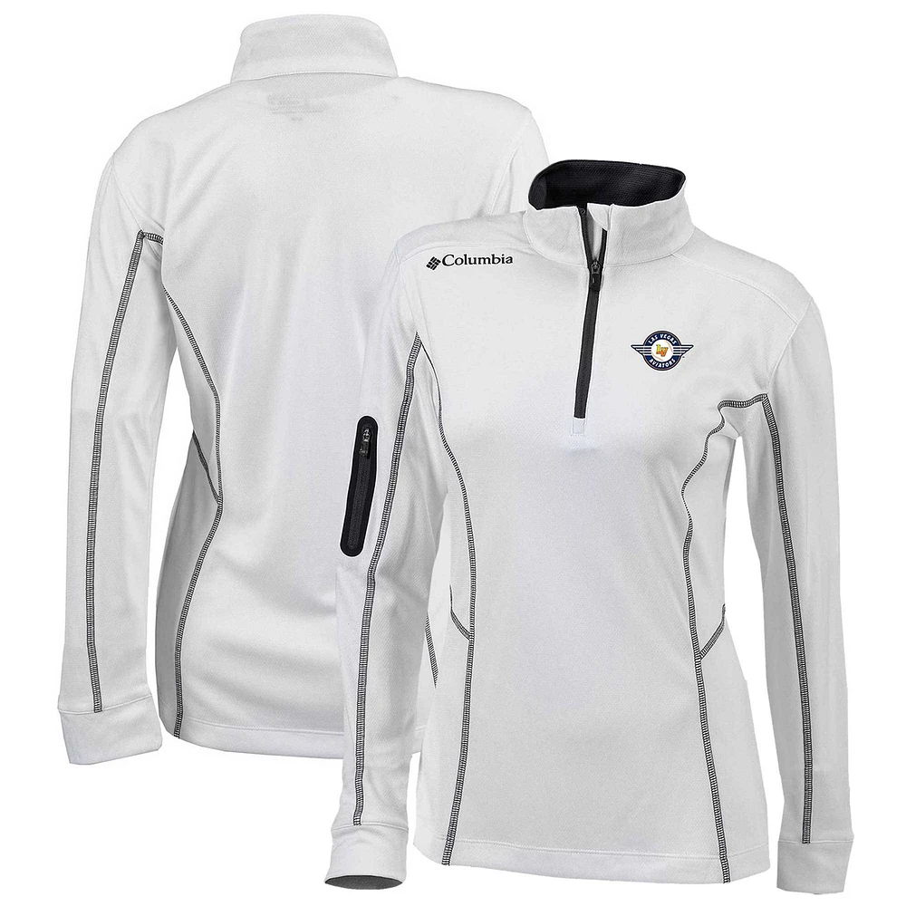Women's Columbia White Las Vegas Aviators Omni-Wick Shotgun Quarter-Zip Pullover Top