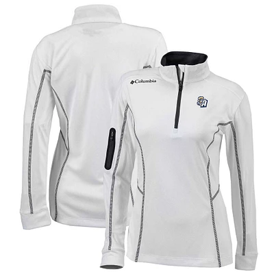 Women's Columbia White San Antonio Missions Omni-Wick Shotgun Quarter-Zip Pullover Top