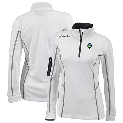 Women's Columbia White Hillsboro Hops Omni-Wick Shotgun Quarter-Zip Pullover Top