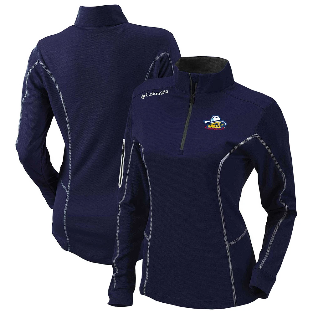 Women's Columbia Navy Amarillo Sod Poodles Omni-Wick Shotgun Quarter-Zip Pullover Top