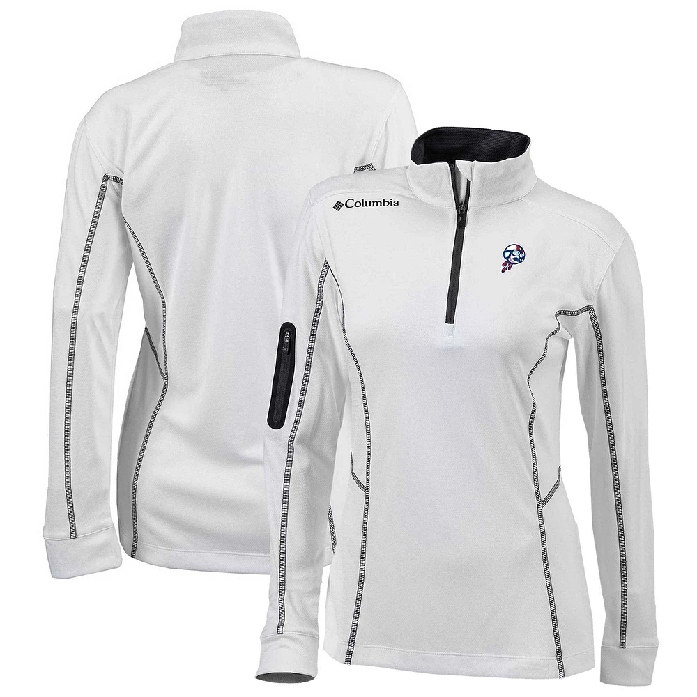 Women's Columbia White Kannapolis Cannon Ballers Omni-Wick Shotgun Quarter-Zip Pullover Top
