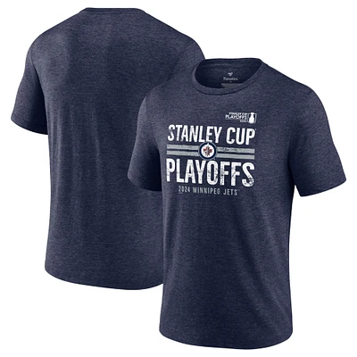 Men's Fanatics Navy Winnipeg Jets 2024 Stanley Cup Playoffs Crossbar Tri-Blend T-Shirt