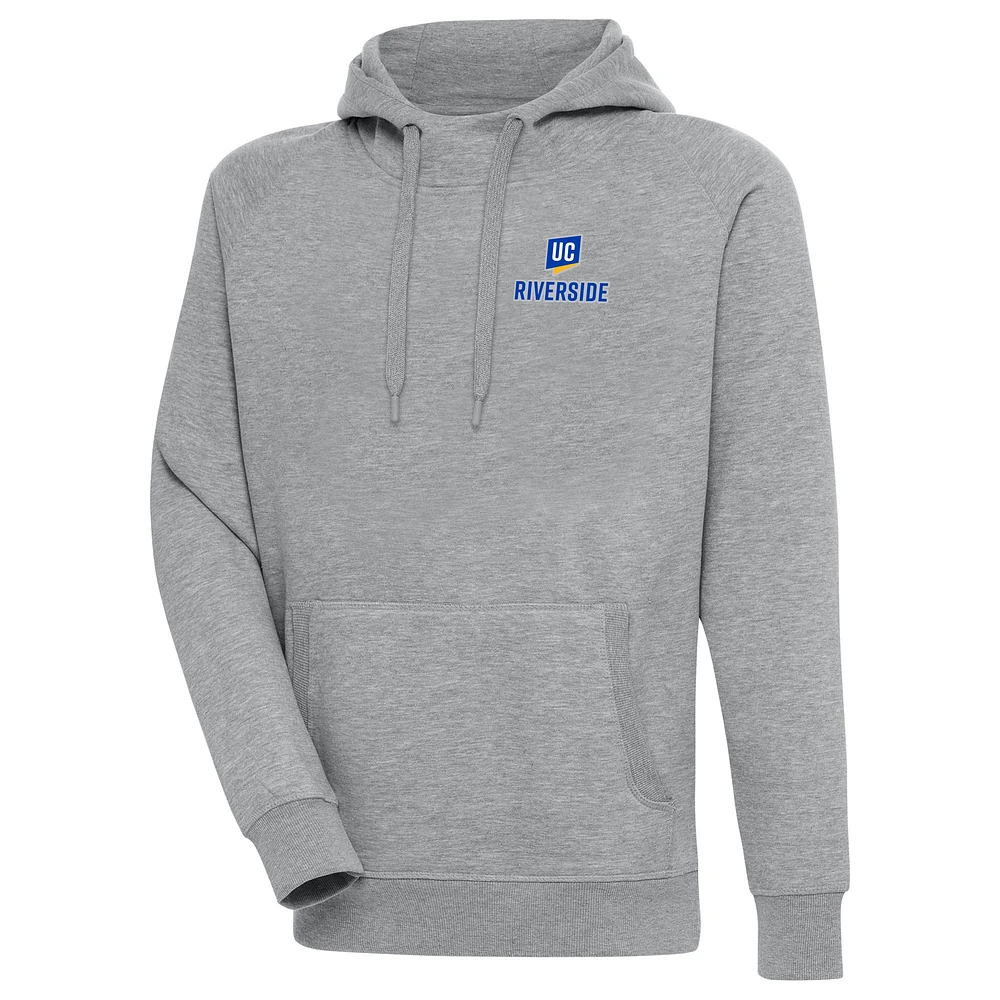 Men's Antigua Heather Gray UC Riverside Highlanders Victory Pullover Hoodie