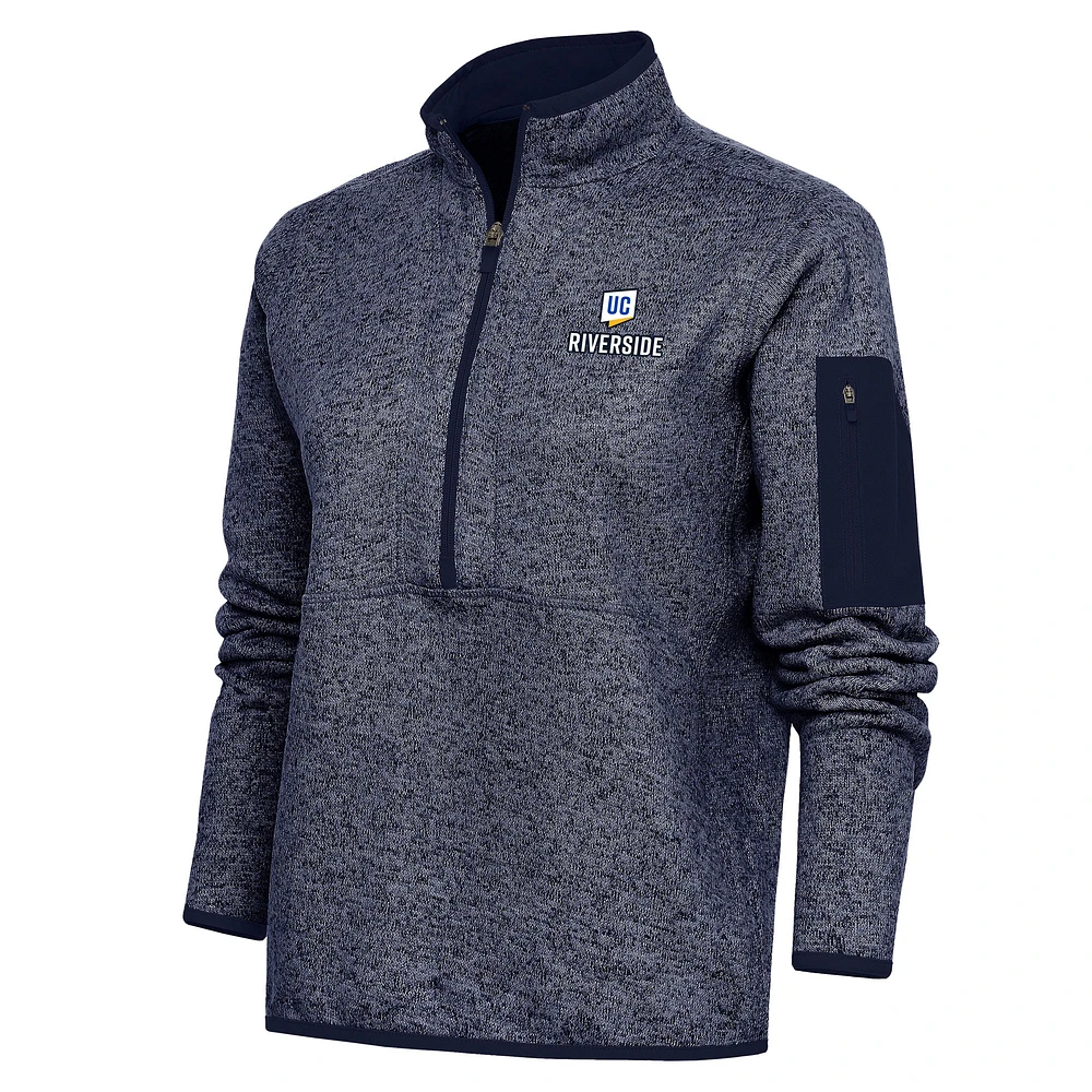 Women's Antigua Heather Navy UC Riverside Highlanders Fortune Half-Zip Pullover Jacket