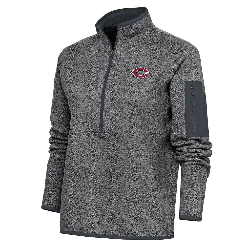 Women's Antigua Heather Gray UChicago Maroons Fortune Half-Zip Pullover Jacket