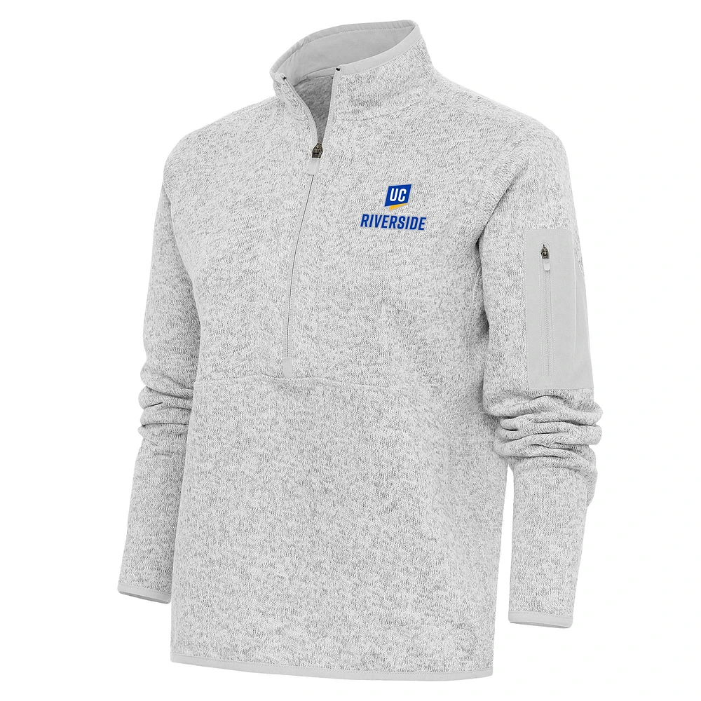 Women's Antigua Heather Gray UC Riverside Highlanders Fortune Half-Zip Pullover Jacket