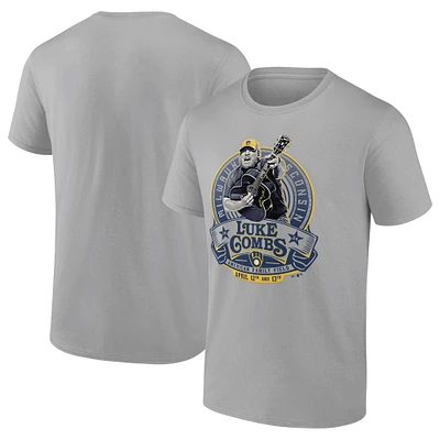 Men's Fanatics Gray Luke Combs x Milwaukee Brewers Graphic T-Shirt