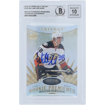 William Karlsson Anaheim Ducks Autographed 2014-15 Upper Deck Trilogy #122 #/799 Beckett Fanatics Witnessed Authenticated 10 Rookie Card